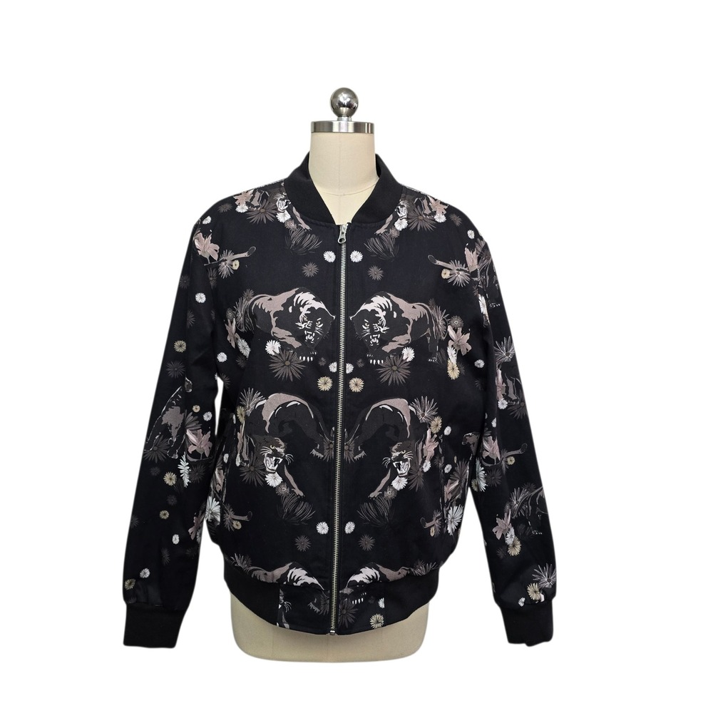Straight To Hell Way of the Warrior Panther Floral Bomber Jacket Black Mens L